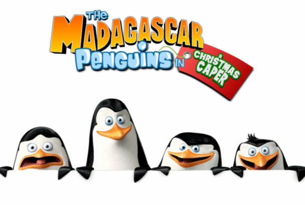 Los pingüinos de Madagascar en una travesura navideña